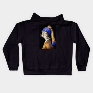 Cat with the Pearl Earring Kids Hoodie